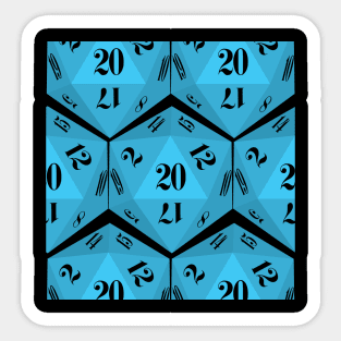 Blue 20-Sided Dice Design Sticker